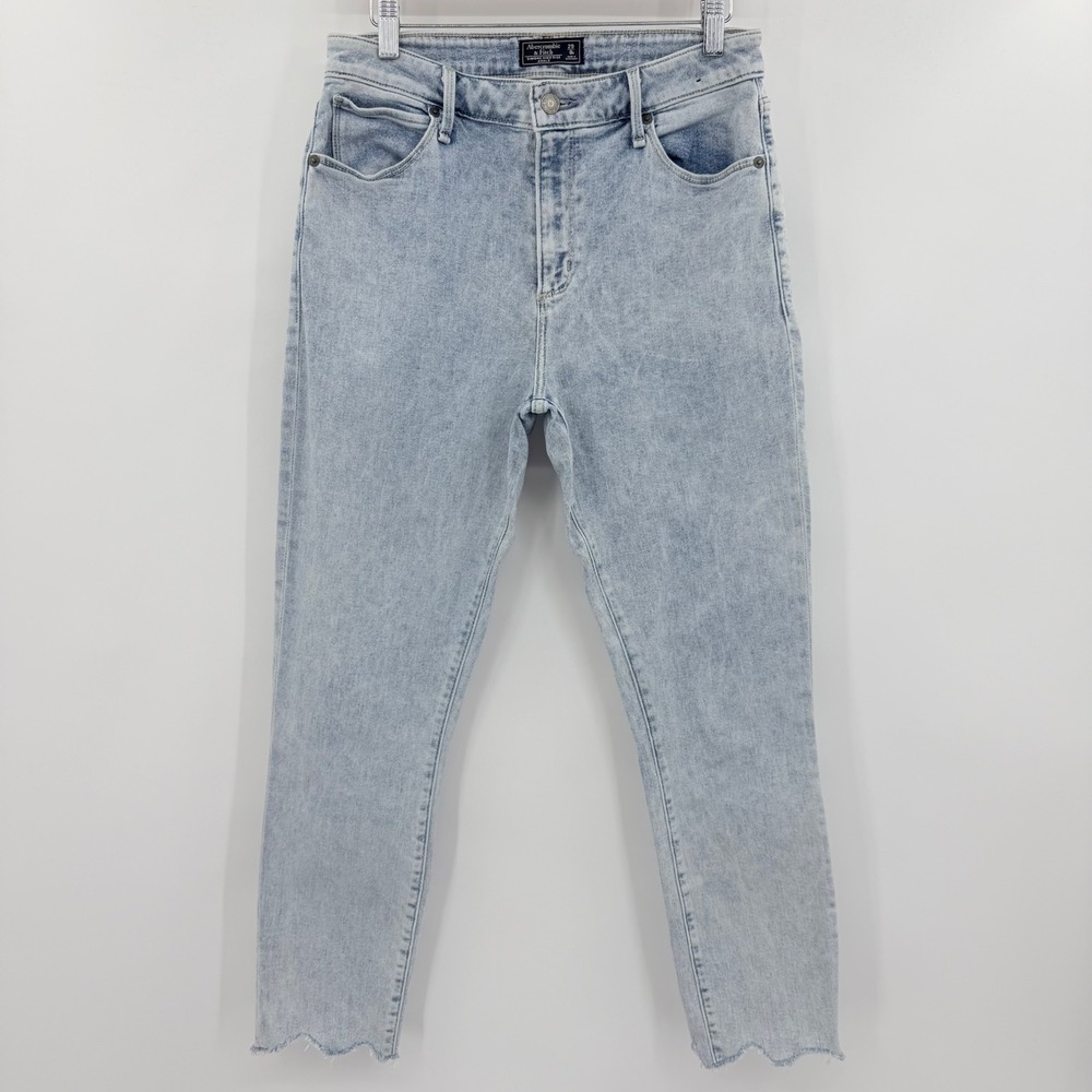 Abercrombie & Fitch Simone High Rise Ankle Jeans Light Wash Scalloped Hem 29 8R